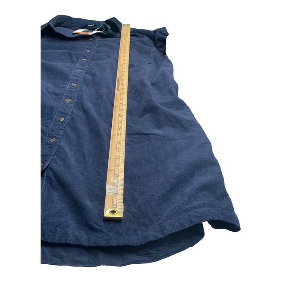 LANDS' END Blue Button Front Belted Long Roll Tab Sleeve Corduroy Dress Sz: XXL - Picture 5 of 14